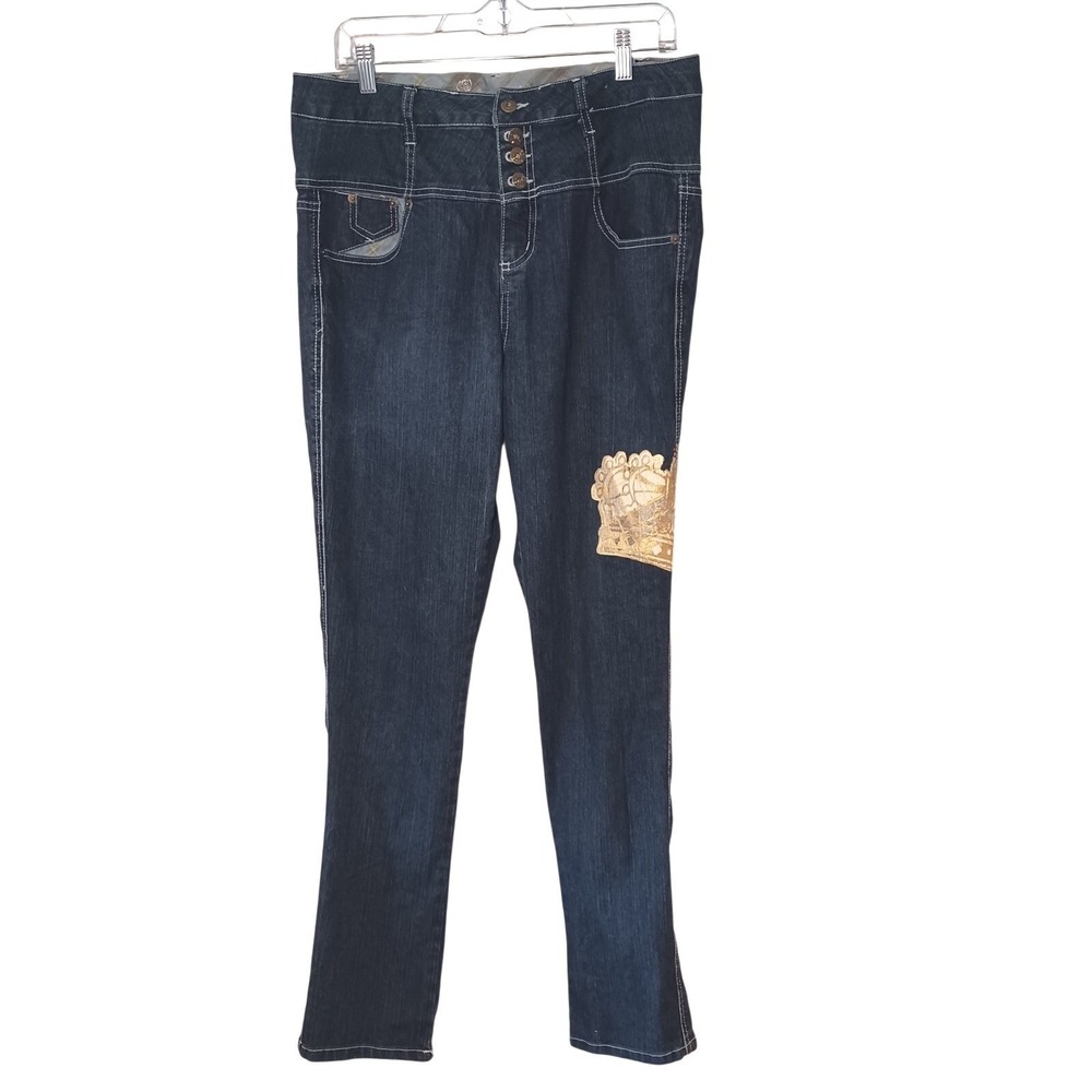 Vintage Street Blues Y2K High Waisted Cinch Back Jeans Dark Wash Size 14